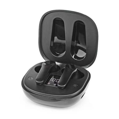 Nedis Fullt Trådlösa hörlurar | Bluetooth® | Maximal batteritid: 5 timmar | Tryck på Kontroll | Batteri hölje | Inbygd mikrofon | Stöd för röststyrning | Brusreducering | Svart