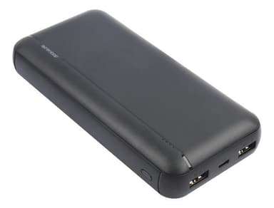 Essentials Powerbank 20 000 mAh, 2x USB-A output, Svart