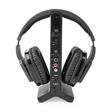 Nedis Trådlösa TV-hörlurar | RF | Over-Ear | Maximal batteritid: 8 timmar | 25 m | Digitalt ljud | Batteri docka | Svart