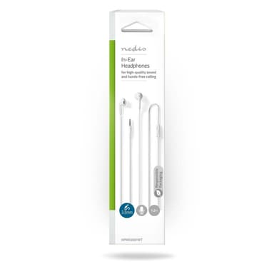 Nedis Trådbundna Hörlurar | 3.5 mm | Kabellängd: 1.20 m | Inbygd mikrofon | Volymkontroll | Vit