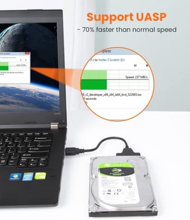 NÖRDIC USB-A till SATA adapter 2,5 SATA III HDD 5Gbps