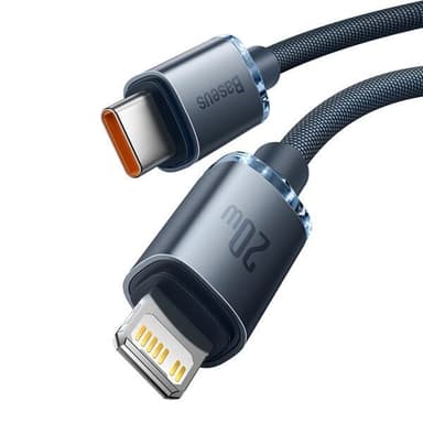 Baseus Crystal Shine USB-Kabel USB-C till Lightning 20W 2m - Svart