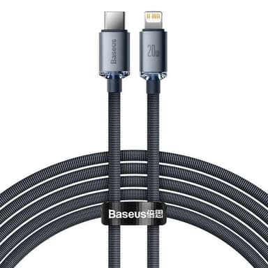 Baseus Crystal Shine USB-Kabel USB-C till Lightning 20W 2m - Svart