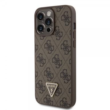 Guess iPhone 15 Pro Max Skal Metal Logo Strass Crossbody Strap Brun