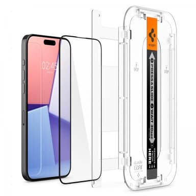 Spigen iPhone 15 Pro Skärmskydd GLAS.tR EZ Fit FC Svart 2-pack