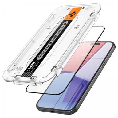 Spigen iPhone 15 Plus Skärmskydd GLAS.tR EZ Fit FC Svart 2-pack