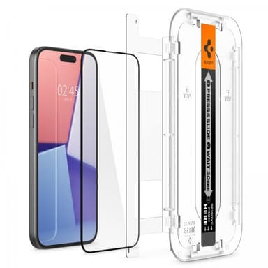 Spigen iPhone 15 Plus Skärmskydd GLAS.tR EZ Fit FC Svart 2-pack