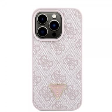 Guess iPhone 15 Pro Skal Metal Logo Strass Crossbody Strap Rosa