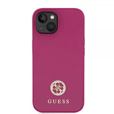 Guess iPhone 15 Skal Metal Logo Strass Metallic Rosa
