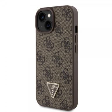 Guess iPhone 15 Skal 4G Metal Triangle Strass Brun