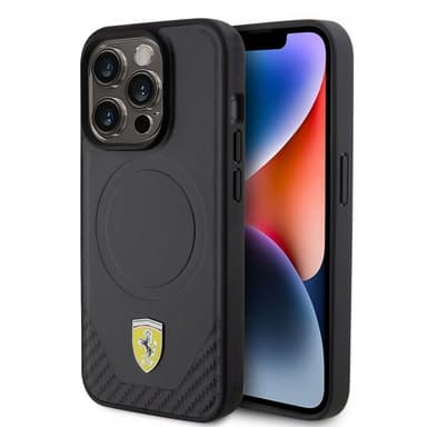 Ferrari iPhone 15 Pro Skal Carbon PU Leather MagSafe Svart