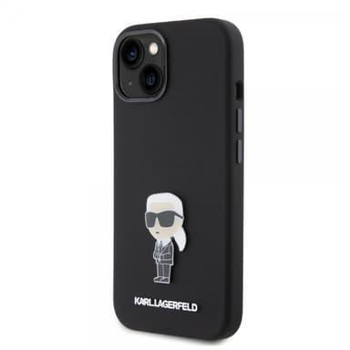 Karl Lagerfeld iPhone 15 Skal Ikonik Metal Pin Svart