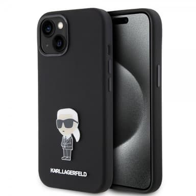 Karl Lagerfeld iPhone 15 Skal Ikonik Metal Pin Svart