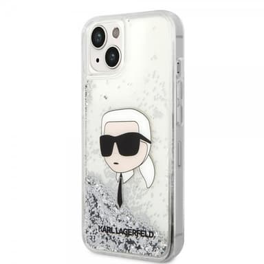 Karl Lagerfeld iPhone 15 Skal Liquid Glitter NFT Karl Silver