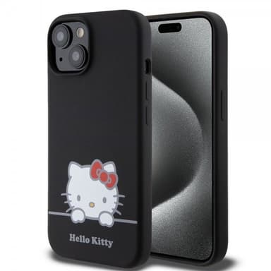 Hello Kitty iPhone 15 Skal Liquid Silicone Svart