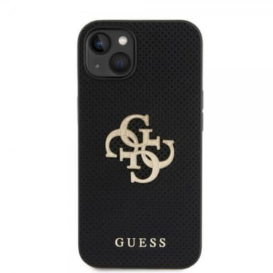 Guess iPhone 15 Skal Perforated Glitter Svart