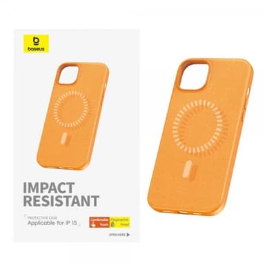 Baseus iPhone 15 Skal Fauxther Series MagSafe Orange