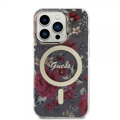 Guess iPhone 14 Pro Skal Flower MagSafe Kaki