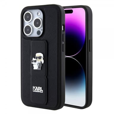 Karl Lagerfeld iPhone 15 Pro Skal Grip Stand Function Svart
