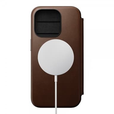 NOMAD iPhone 15 Pro Fodral Modern Leather Folio Brun