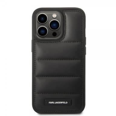 Karl Lagerfeld iPhone 15 Pro Skal Quilted Nylon Puffy Case Logo Plate Svart