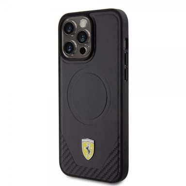Ferrari iPhone 15 Pro Max Skal Carbon PU Leather MagSafe Svart