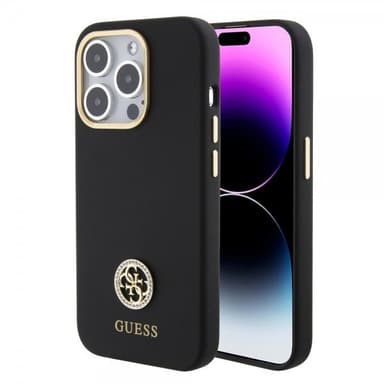 Guess iPhone 15 Pro Max Skal Liquid Silicone Metal Logo Svart