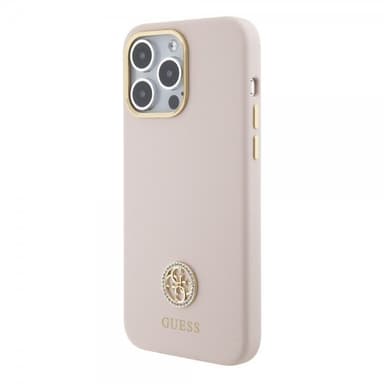 Guess iPhone 15 Pro Max Skal Liquid Silicone Metal Logo Rosa