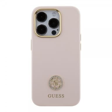 Guess iPhone 15 Pro Skal Liquid Silicone Metal Logo Rosa