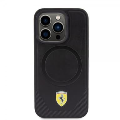 Ferrari iPhone 15 Pro Skal Carbon PU Leather MagSafe Svart