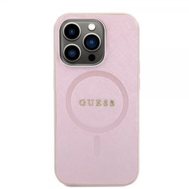 Guess iPhone 15 Pro Skal Saffiano MagSafe Rosa