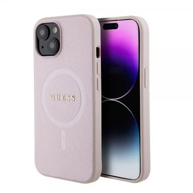 Guess iPhone 15 Skal Saffiano MagSafe Rosa