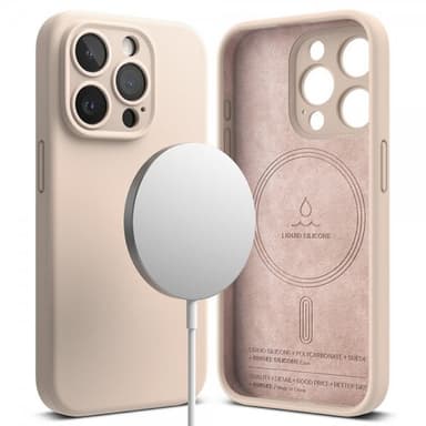Ringke iPhone 15 Pro Skal Silicone Magnetic Pink Sand