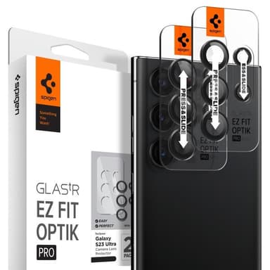 Spigen Samsung Galaxy S23 Ultra Kameralinsskydd GLAS.tR EZ Fit Optik Pro Svart 2-pack