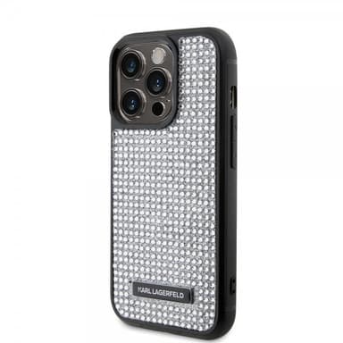 Karl Lagerfeld iPhone 15 Pro Skal Rhinestone Silver