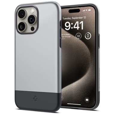 Spigen iPhone 15 Pro Skal Style Armor MagFit Classic Silver