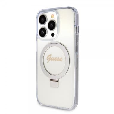 Guess iPhone 15 Pro Max Skal Ring Stand Glitter MagSafe Transparent