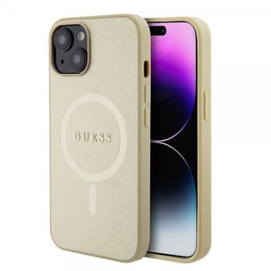 Guess iPhone 15 Skal Saffiano MagSafe Beige