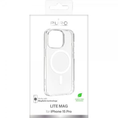 Puro iPhone 15 Pro Skal LITE MAG Transparent Klar