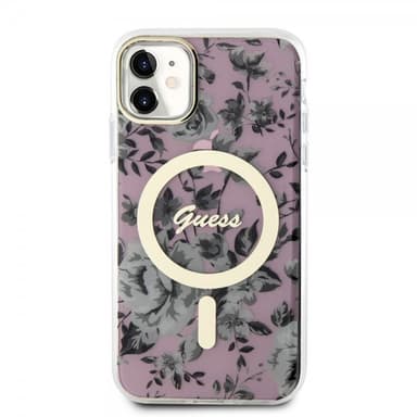 Guess iPhone 11 Skal Flower MagSafe Rosa