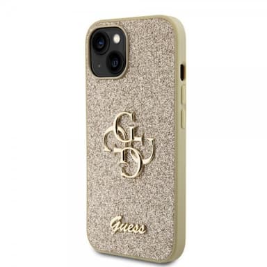 Guess iPhone 15 Skal Fixed Glitter Guld