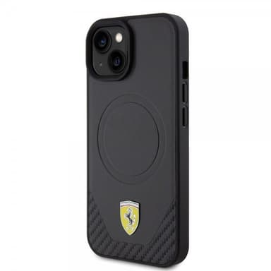 Ferrari iPhone 15 Plus Skal Carbon PU Leather MagSafe Svart