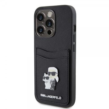 Karl Lagerfeld iPhone 15 Pro Skal Saffiano Double Cardslot Svart