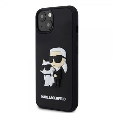 Karl Lagerfeld iPhone 15 Skal 3D Rubber Karl & Choupette Svart