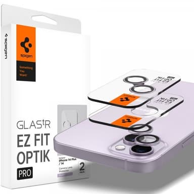 Spigen iPhone 14/iPhone 14 Plus Kameralinsskydd GLAS.tR EZ Fit Optik Pro Lila 2-pack