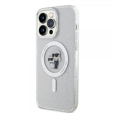 Karl Lagerfeld iPhone 15 Pro Max Skal Karl & Choupette Glitter MagSafe Transparent