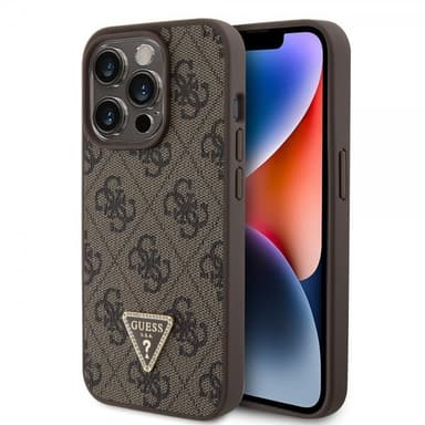 Guess iPhone 15 Pro Skal 4G Metal Triangle Strass Brun