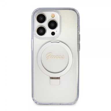 Guess iPhone 15 Pro Max Skal Ring Stand Glitter MagSafe Transparent
