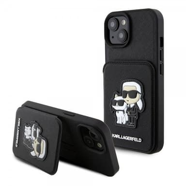 Karl Lagerfeld iPhone 15 Skal Saffiano Card Slots & Stand Svart