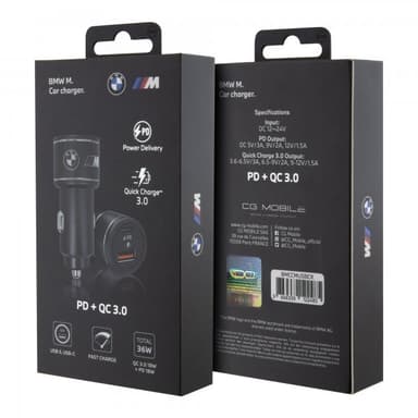BMW Billaddare M Car Charger USB-A/USB-C PD + QC 3.0 36W